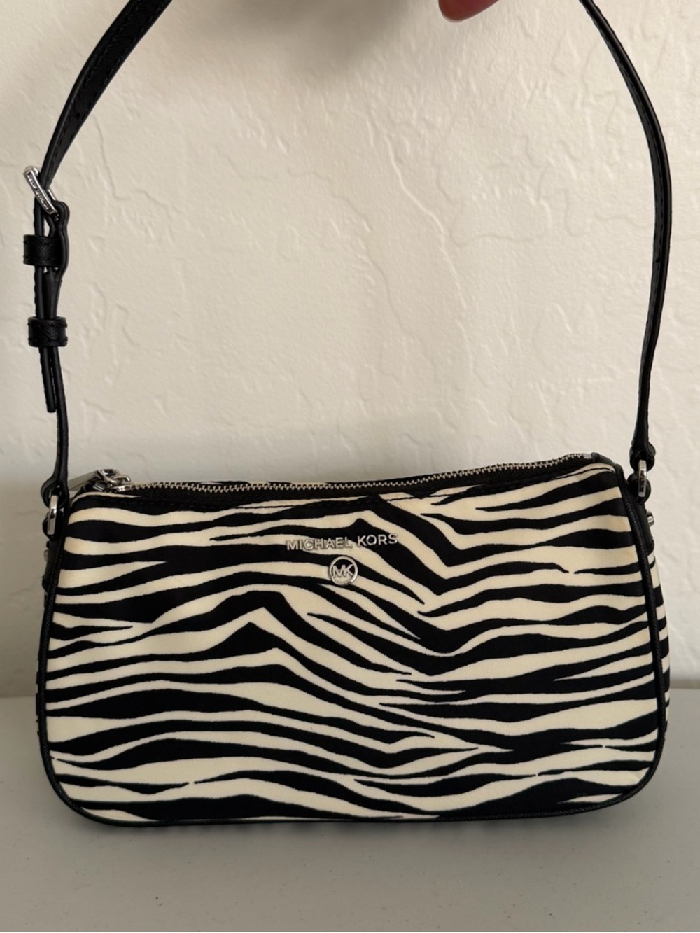 Michael Kors Nylon Zebra-Print Shoulder Bag